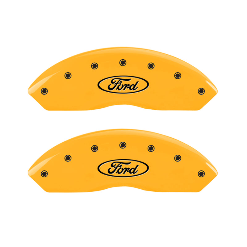 MGP 4 Caliper Covers Engraved F & R Oval Logo/Ford Yellow Finish Black Char 2002 Ford Explorer Sport