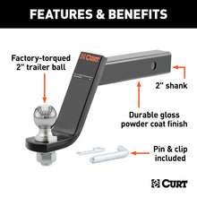 Load image into Gallery viewer, Curt Loaded Ball Mount w/2in Ball (2in Shank 7500lbs 6in Drop)