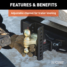 Load image into Gallery viewer, Curt Adjustable Channel Mount w/Dual Ball (2-1/2in Shank 20000lbs 6in Drop)