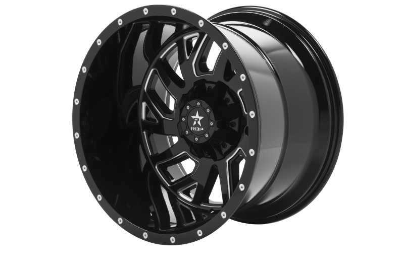 RBP 65R Glock 22x14 6x135/139.7 BP / 4.5 BS -76mm Offset 87mm CB Gloss Black Machined Grooves Wheel