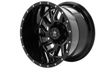 Load image into Gallery viewer, RBP 65R Glock 22x14 6x139.7 BP / 4.5 BS / -76mm Offset 108mm CB Gloss Black w/Machined Grooves Wheel