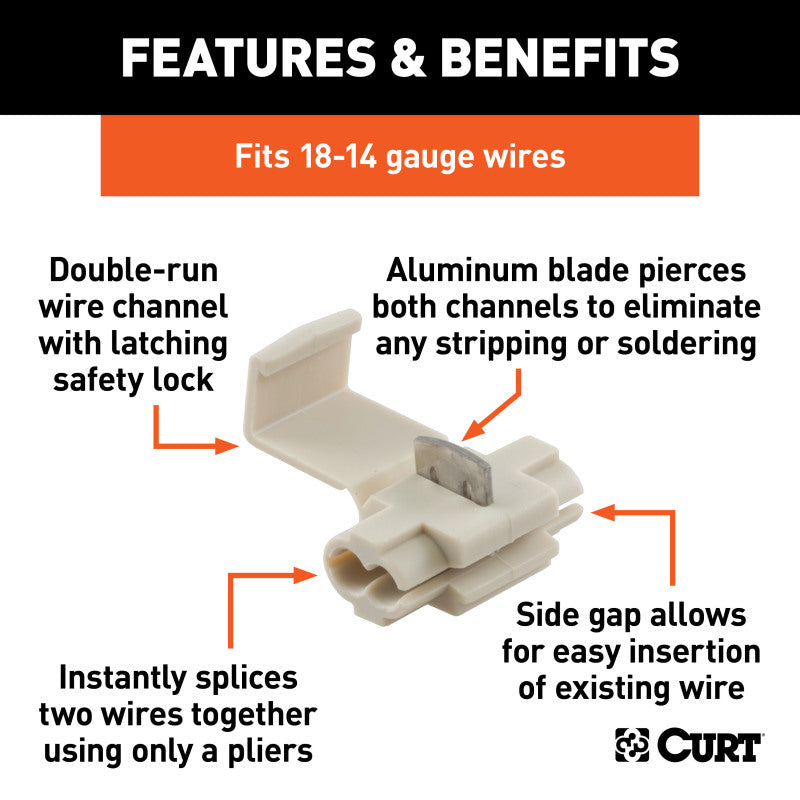 Curt Snap Lock Double-Run Tap Connectors (18-14 Wire Gauge 100-Pack)