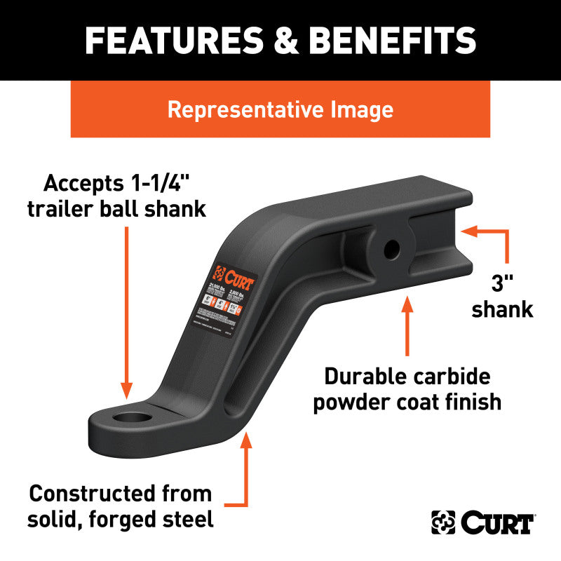 Curt Industrial Duty Forged Ball Mount (3in Shank 21000lbs 4in Drop 9in Long)