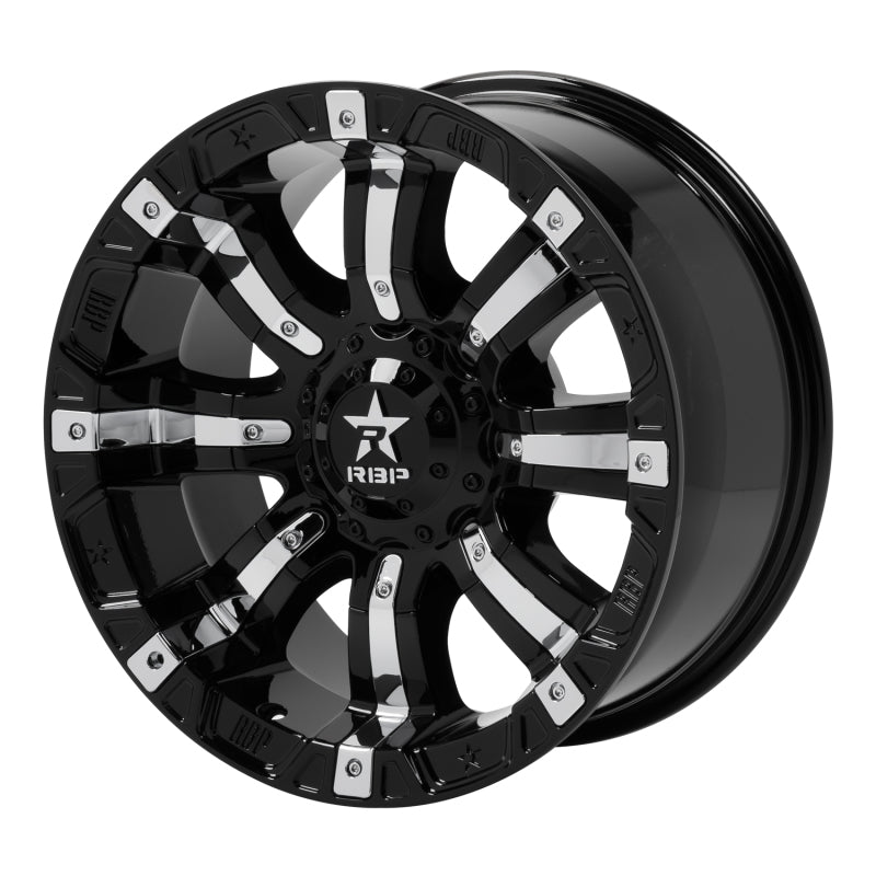 RBP 94R 18x10 8x165.1 BP / 5 BS -12mm Offset 117mm CB (Hub Centric) Black w/Chrome Inserts Wheel