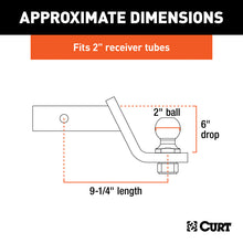 Load image into Gallery viewer, Curt Loaded Ball Mount w/2in Ball (2in Shank 7500lbs 6in Drop)