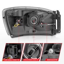 Load image into Gallery viewer, ANZO 06-09 Dodge RAM 1500/2500/3500 Headlights Black Housing/Clear Lens (w/Switchback Light Bars)