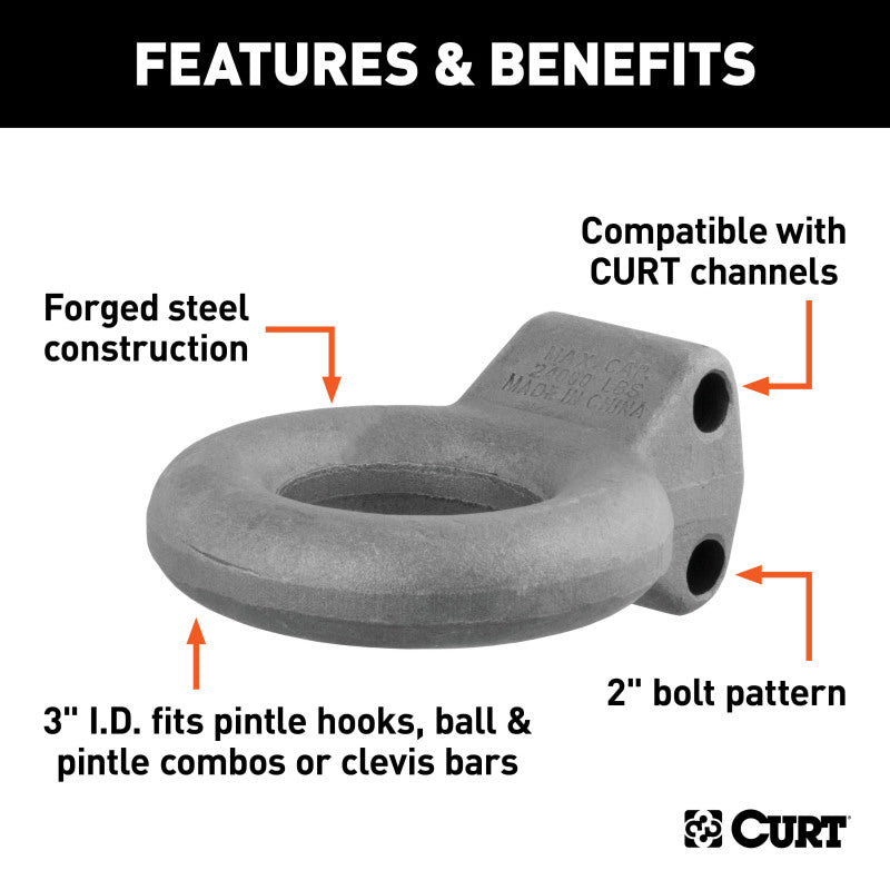 Curt Channel-Style Lunette Eye (12000lbs 3in I.D. Raw)