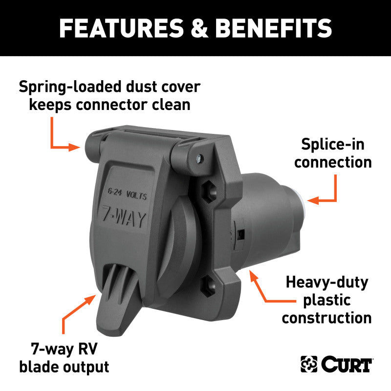 Curt Heavy-Duty 7-Way RV Blade Connector Socket (Vehicle Side)