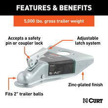 Load image into Gallery viewer, Curt 2in A-Frame Coupler w/Posi-Lock (5000lbs Zinc)