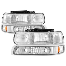 Load image into Gallery viewer, xTune Chevy Tahoe 00-06 Amber Crystal Headlights w/ Bumper Lights Chrome HD-JH-CSIL99-SET-AM-C