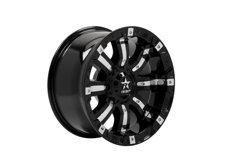 RBP 94R 18x9.0 8x170 BP / 5 BS 0mm Offset 129mm CB (Hub Centric) Black w/Chrome Inserts Wheel