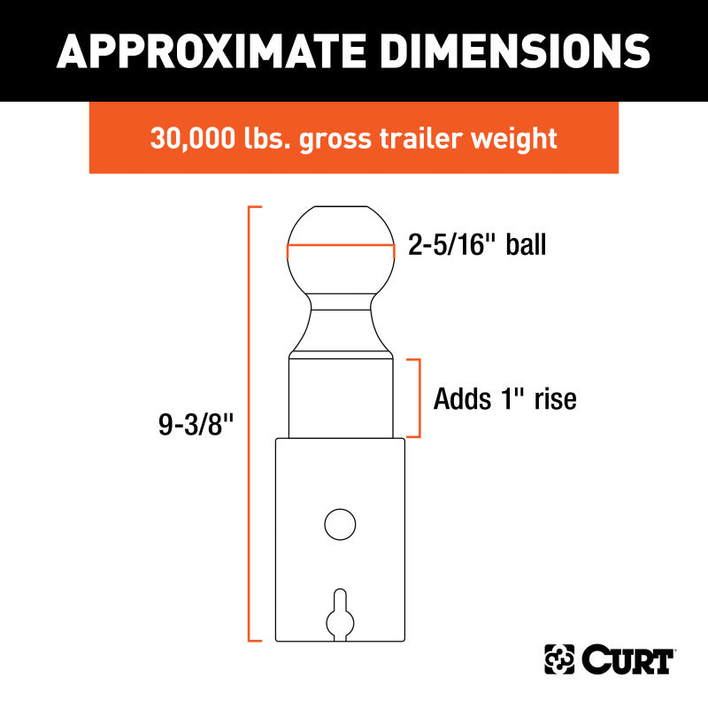Curt Double Lock 2-5/16in Riser Gooseneck Ball (1in Rise for Bed Liner)