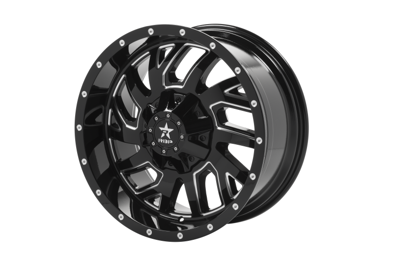 RBP 65R Glock 20x10 6x139.7 BP / 5 BS / -12mm Offset 108mm CB Gloss Black w/Machined Grooves Wheel