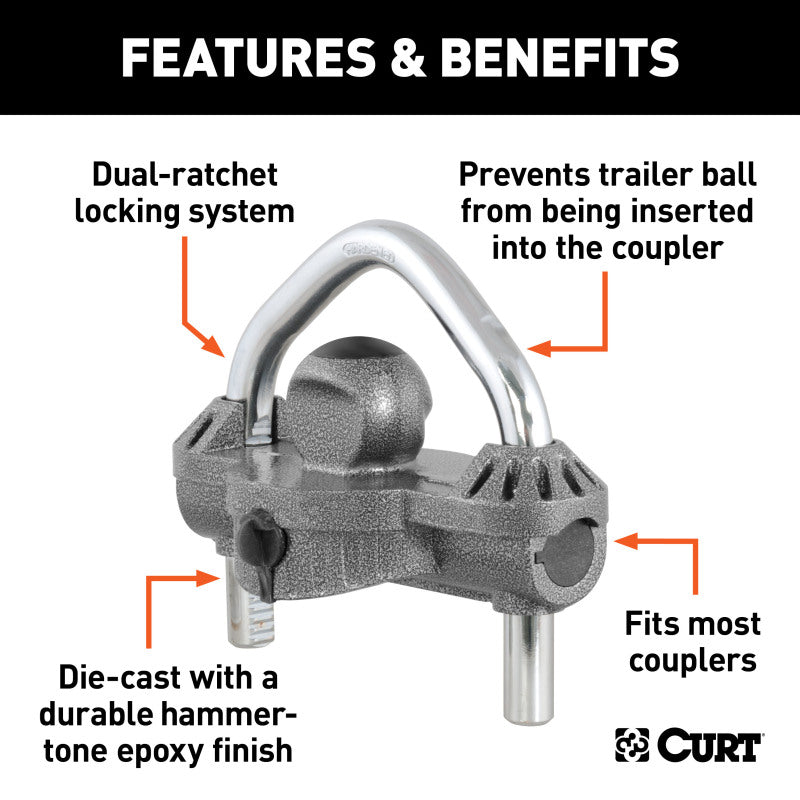 Curt Universal Trailer Coupler Lock (Hammer-Tone Epoxy)