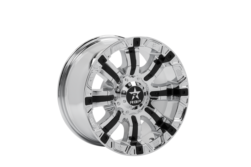 RBP 94R 17x9.0 5x127/139.7 BP / 4.5 BS / -12mm Offset 78mm CB Chrome w/Black Inserts Wheel