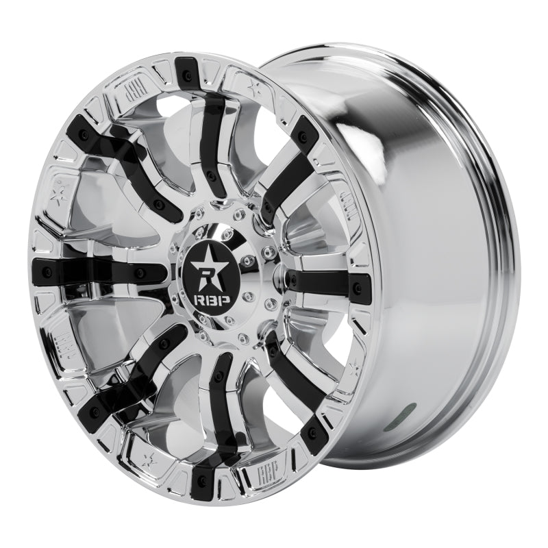 RBP 94R 18x10 8x165.1 BP / 5 BS -12mm Offset 121.3mm CB (Hub Centric) Chrome w/Black Inserts Wheel