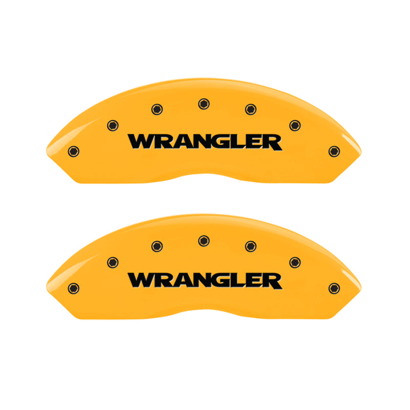 MGP 2 Caliper Covers Engraved Front Wrangler Yellow Finish Black Char 2006 Jeep Wrangler