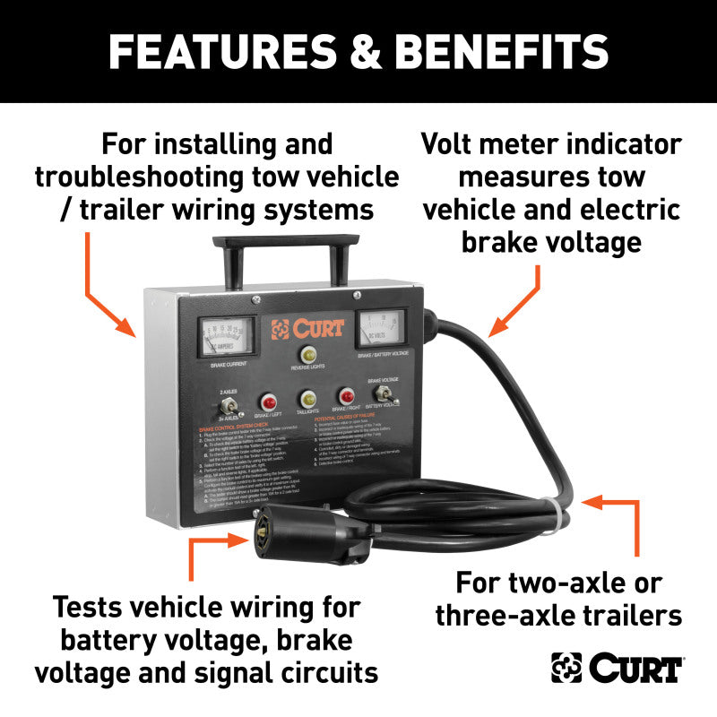 Curt Universal 7-Way RV Blade Trailer Brake Controller Tester