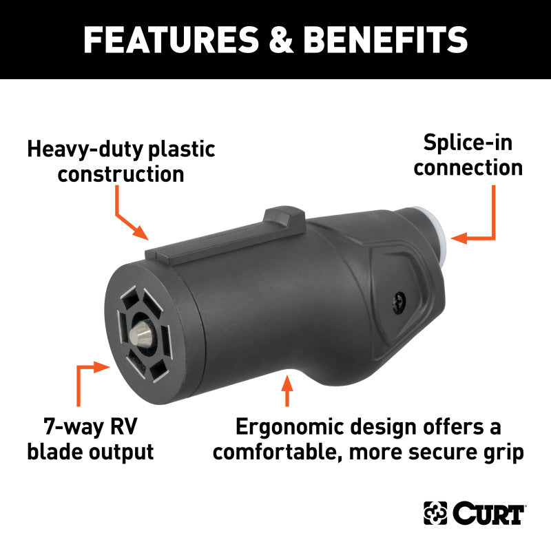 Curt Heavy-Duty 7-Way RV Blade Connector Plug (Trailer Side)