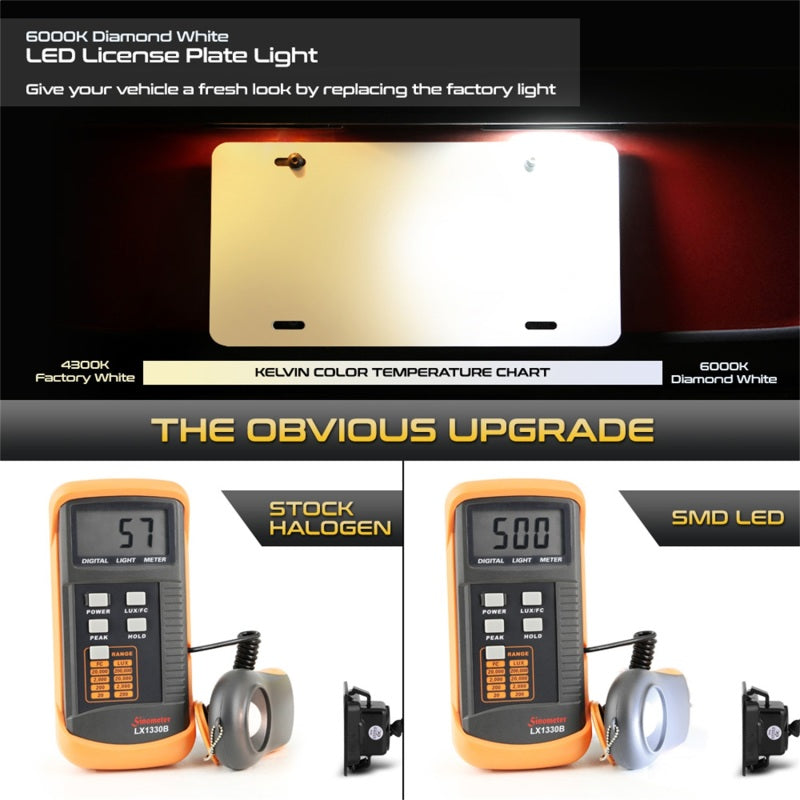 xTune 05-18 Ford F150 T10 Connector LED License Plate Bulb Assembly White 5500K LAC-LP-FF15015 -Pair