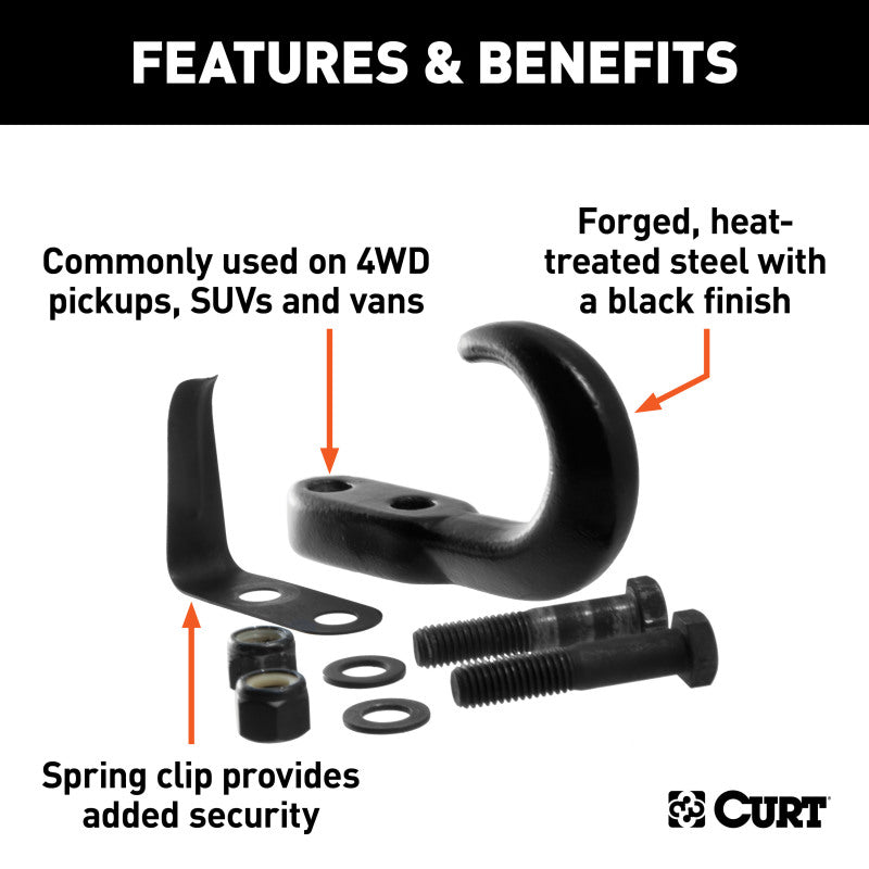 Curt Tow Hook w/Hardware (10000lbs Black)