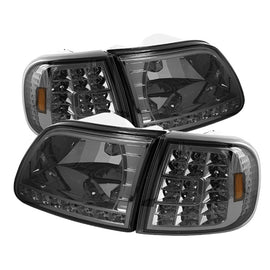 xTune Ford F150 97-03 Crystal Headlights w/ Clear LED Corners Smoke HD-ON-FF15097-LED-SET-SM