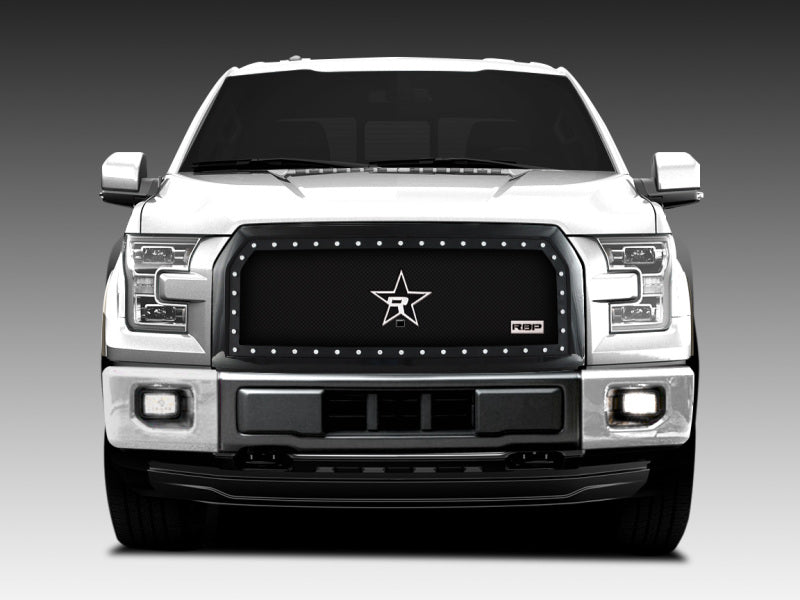 RBP RX-5 Halo Series Stud Frame 1pc. Grille 15-17 F-150 Platinum w/FR Camera (Incl. Bracket) - Black