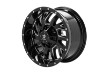 Load image into Gallery viewer, RBP 65R Glock 20x10 5x114.3 BP / 6 BS / 10mm Offset 78mm CB Gloss Black w/Machined Grooves Wheel