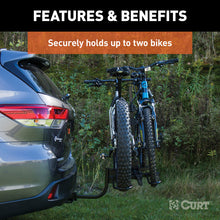 Load image into Gallery viewer, Curt Tray-Style Hitch-Mounted Bike Rack (2 Bikes 1-1/4in or 2in Shank)