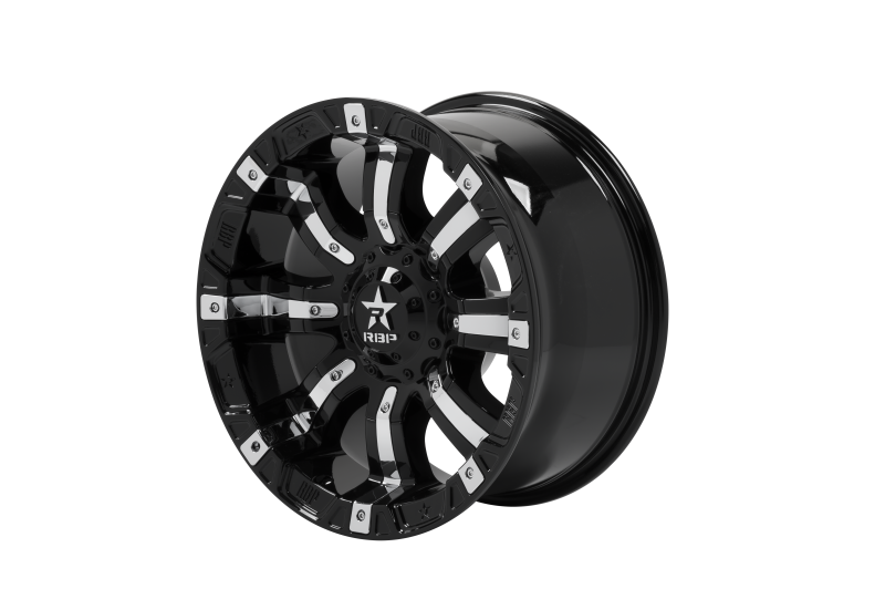 RBP 94R 18x9.0 8x170 BP / 5 BS 0mm Offset 129mm CB (Hub Centric) Black w/Chrome Inserts Wheel
