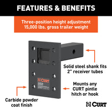 Load image into Gallery viewer, Curt Adjustable Pintle Mount (2in Shank 15000lbs 7in High 6in Long)
