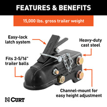 Load image into Gallery viewer, Curt 2-5/16in Channel-Mount Coupler w/Easy-Lock (15000lbs Black)