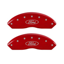 Load image into Gallery viewer, MGP Front set 2 Caliper Covers Engraved Front Oval logo/Ford Red finish silver ch