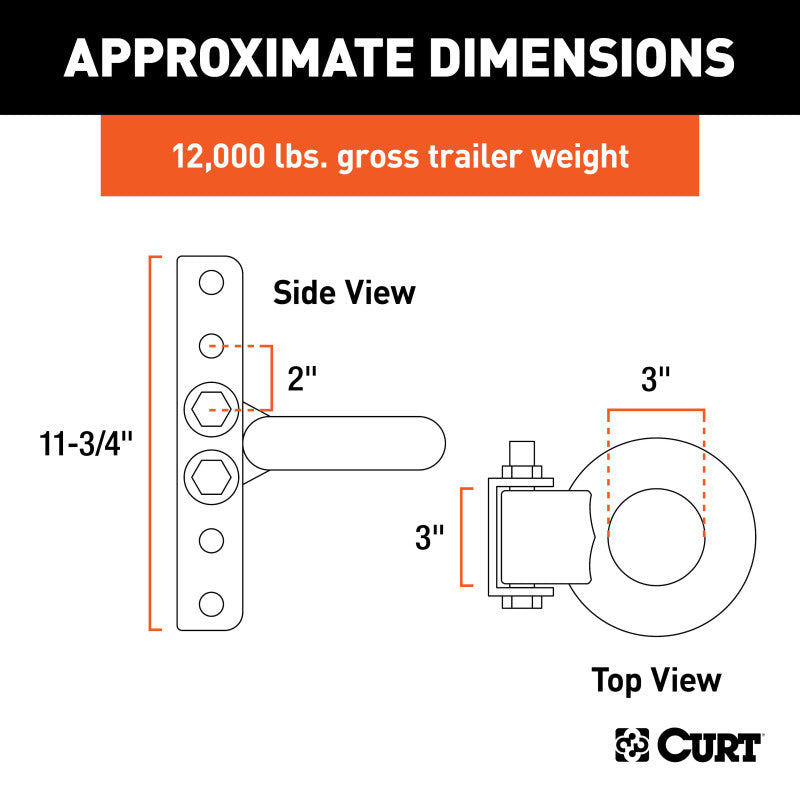 Curt Lunette Eye & Channel (12000lbs 3in Eye 11-3/4in Channel Height)