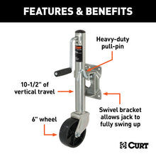Load image into Gallery viewer, Curt Marine Jack w/6in Wheel (1000lbs 10in Travel)