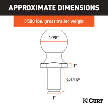 Load image into Gallery viewer, Curt 1-7/8in Trailer Ball (1in x 2-3/16in Shank 1in Rise 3500lbs Chrome)