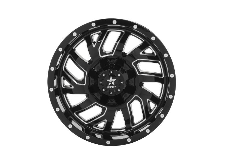 RBP 65R Glock 20x10 6x139.7 BP / 5.5 BS / 0mm Offset 108mm CB Gloss Black w/Machined Grooves Wheel