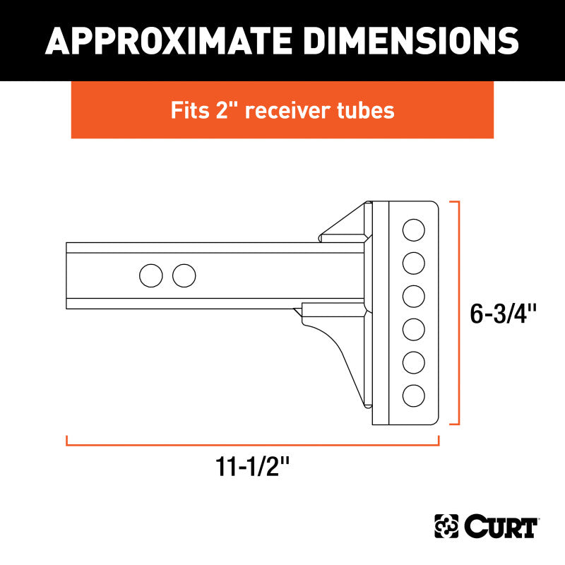 Curt Replacement 2in Adjustable Channel Mount Shank (6000lbs)
