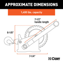 Load image into Gallery viewer, Curt Hand Winch w/20ft Strap (1400lbs 7-1/2in Handle)
