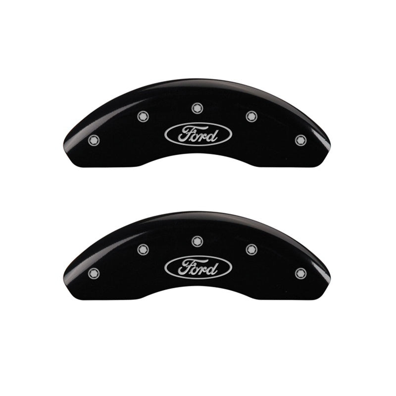 MGP Front set 2 Caliper Covers Engraved Front Oval logo/Ford Black finish silver ch