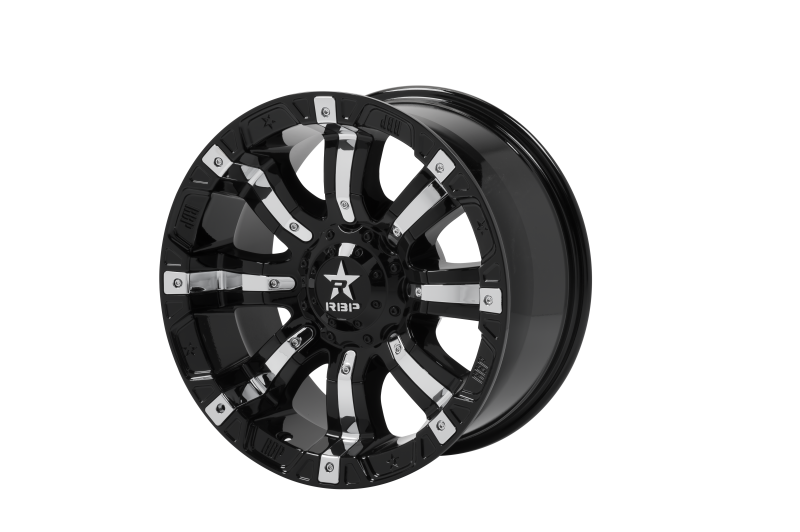 RBP 94R 18x9.0 8x170 BP / 5 BS 0mm Offset 129mm CB (Hub Centric) Black w/Chrome Inserts Wheel