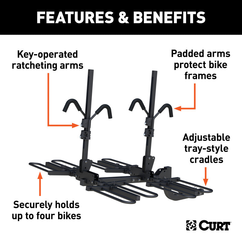 Curt Tray-Style Hitch-Mounted Bike Rack (4 Bikes 2in Shank)