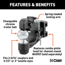 Load image into Gallery viewer, Curt Replacement Channel Mount Ball &amp; Pintle Combination (2-5/16in Ball 13000lbs)