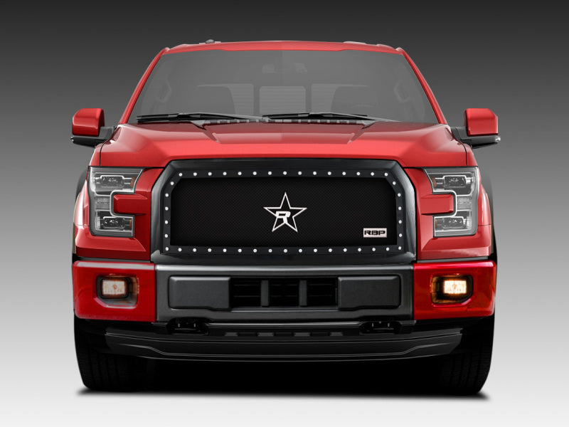 RBP RX-5 Halo Series Studded Frame 1pc. Grille 15-17 F-150 XLT Sport (Req Cut - Overlay OEM) - Black