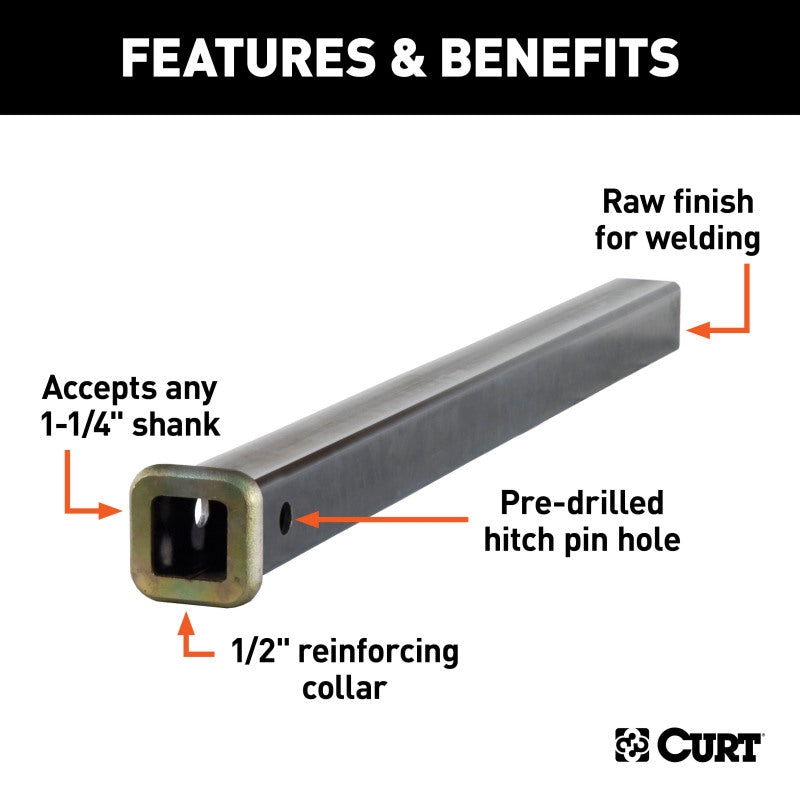 Curt 24in Raw Steel Receiver Tubing (1-1/4in Receiver)