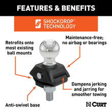 Load image into Gallery viewer, Curt RockerBall 2in Cushion Hitch Trailer Ball (3/4in x 2-1/8in Shank 3500lbs Chrome)