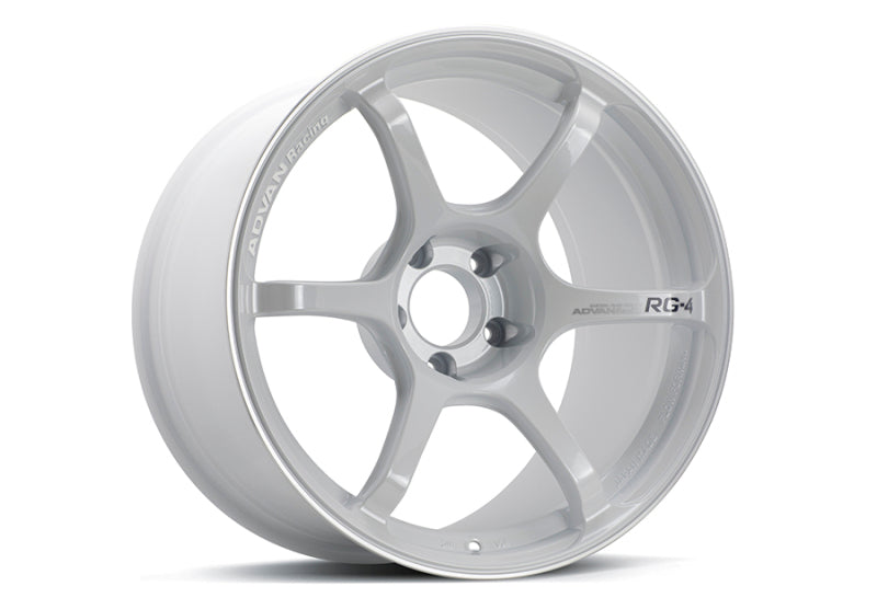 Advan RG-4 18x8.5 +37 5x114.3 Racing White Metallic and Ring Wheel