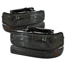 Load image into Gallery viewer, xTune Chevy Tahoe 00-06 Headlights w/ LED Bumper Lights Amber Smoke HD-JH-CSIL99-LED-SET-SM