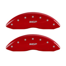 Load image into Gallery viewer, MGP Front set 2 Caliper Covers Engraved Front MGP Red finish silver ch