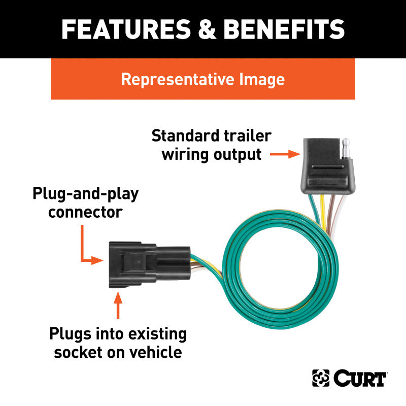 Curt 01-02 Toyota Sequoia Custom Wiring Connector (4-Way Flat Output)